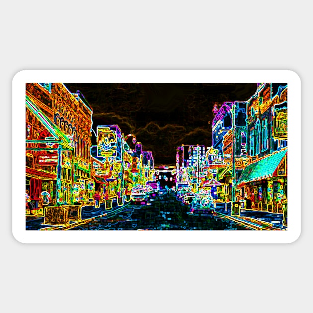 Main Street at Night Sticker by CarloVaro